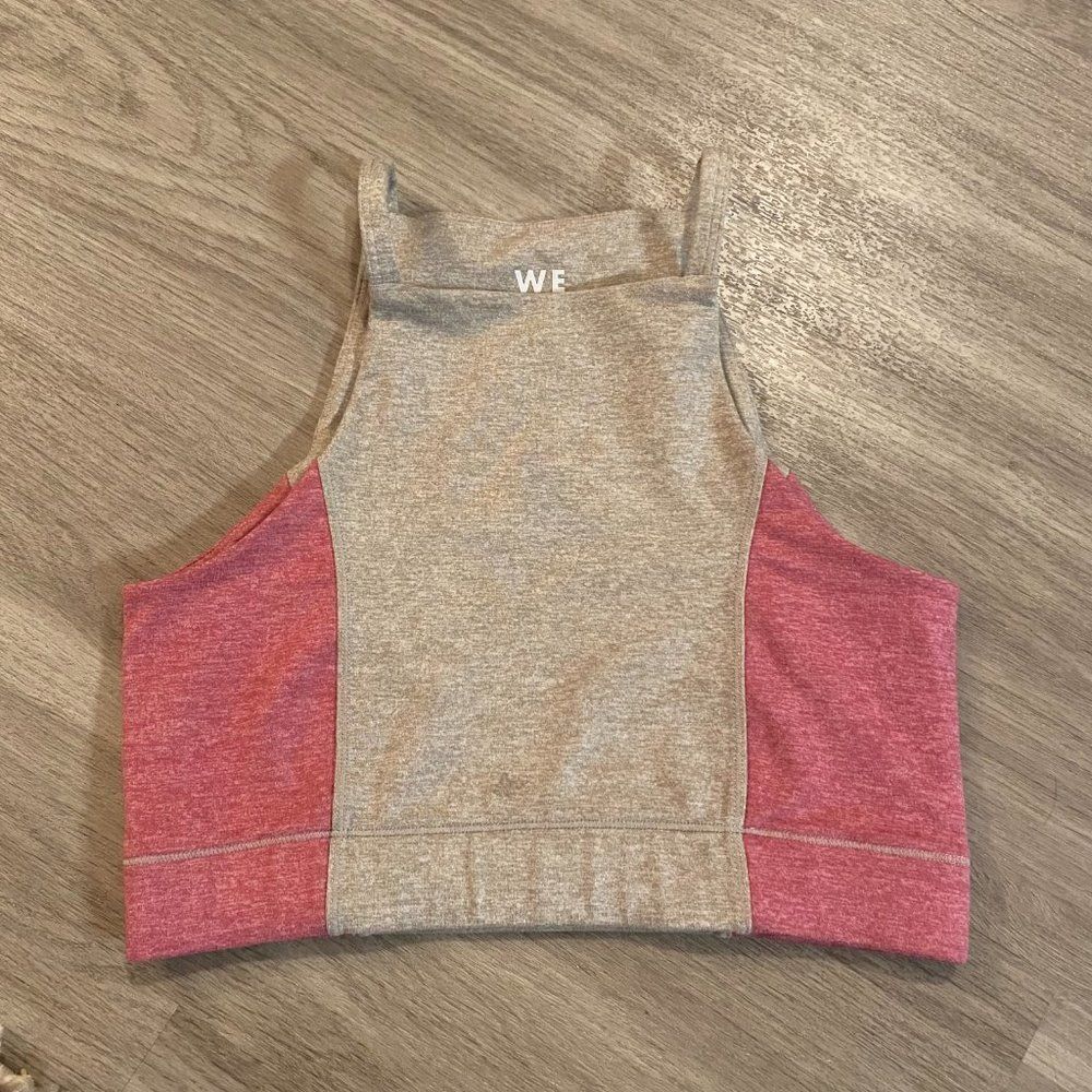 We Over Me Womens Gray Pink Sleeveless Halter Neck Cropped Blouse Top Size XS